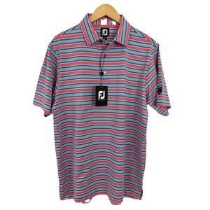 FootJoy FJ Lisle Shirt Mens Medium M Striped Golf Polo Self Collar New